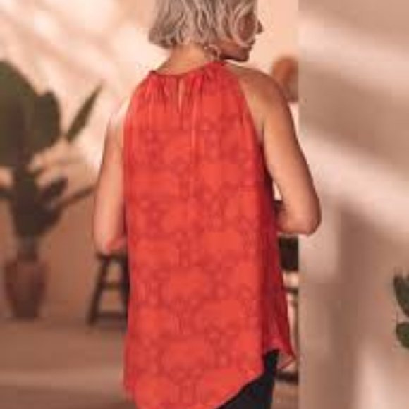 MELANIE LYNE:  Chain Print Sleeveless Blouse - red - Picture 2 of 6